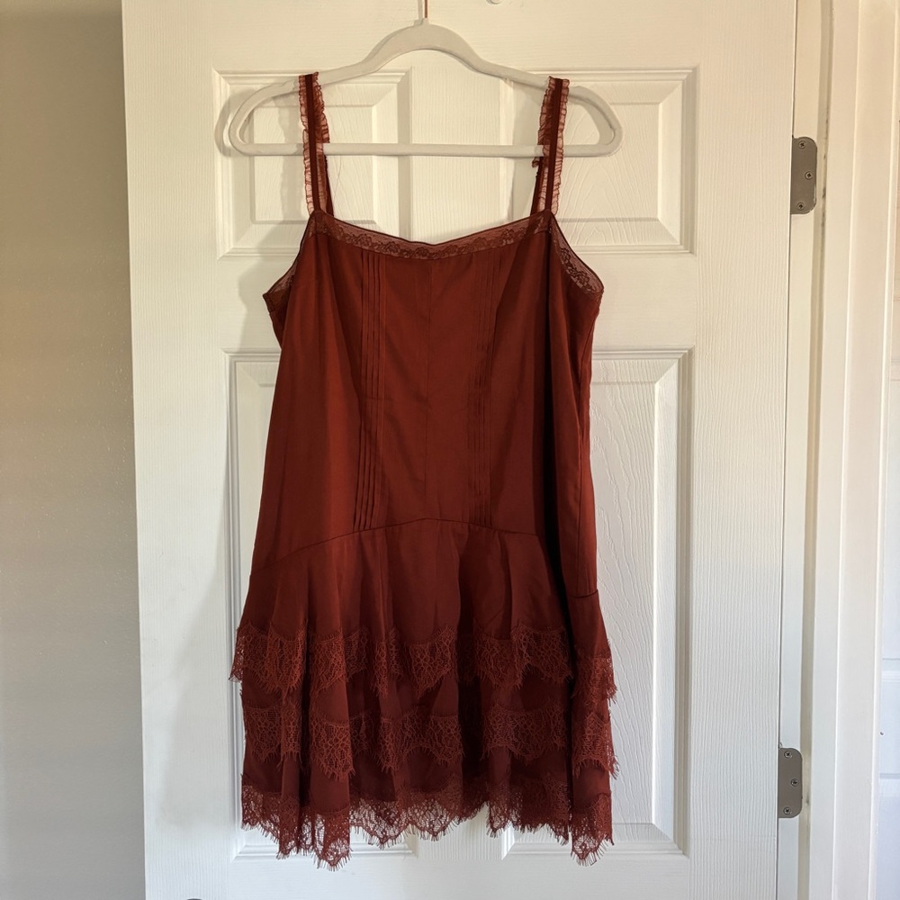 Reformation Cleodora Dress Size 8 Brown Fig Jam Lace Slip On - Picture 2 of 10